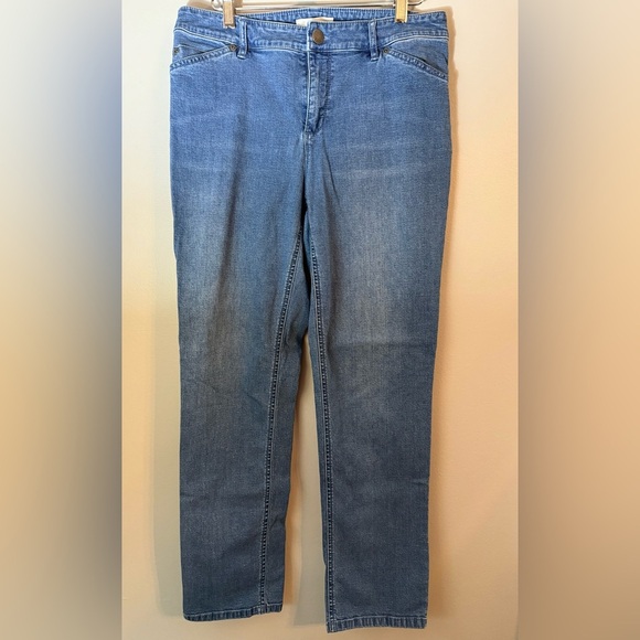 J.Jill Petite Tried and True Blue Straight Slim Leg Mid Rise Denim Jeans Size 8P - Picture 2 of 11